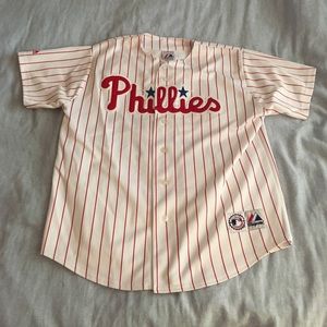 Large Jim Thome Phillies Majestic Baseball Jersey